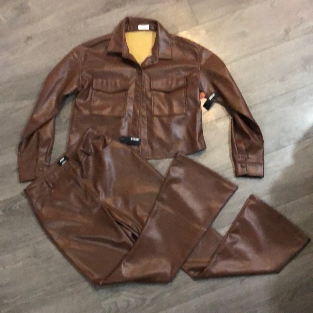 ARDENE Brown two piece jacket & flared Pants set size small NWT